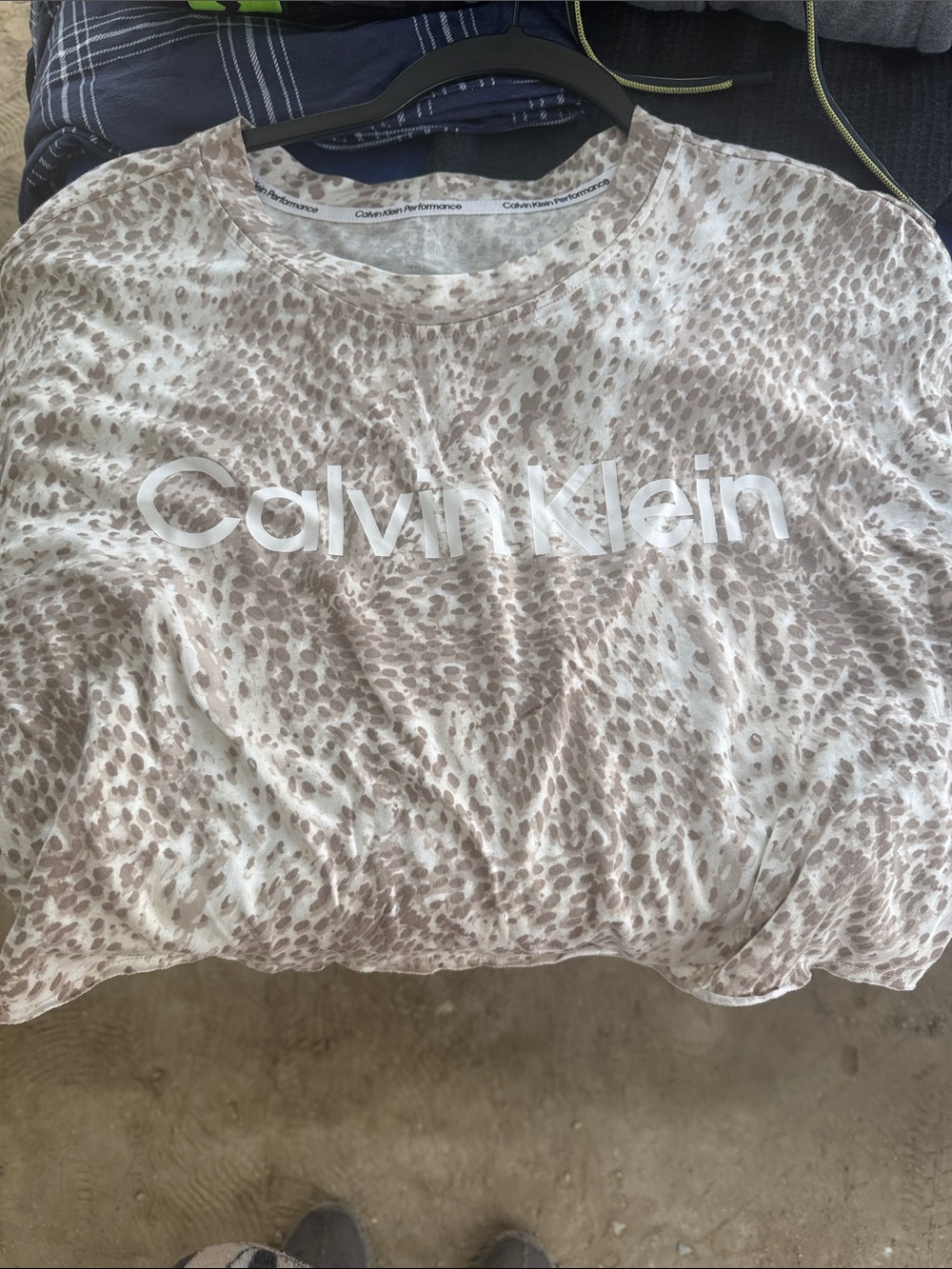 Calvin Klein Cream & Taupe Animal-Print Logo Tee